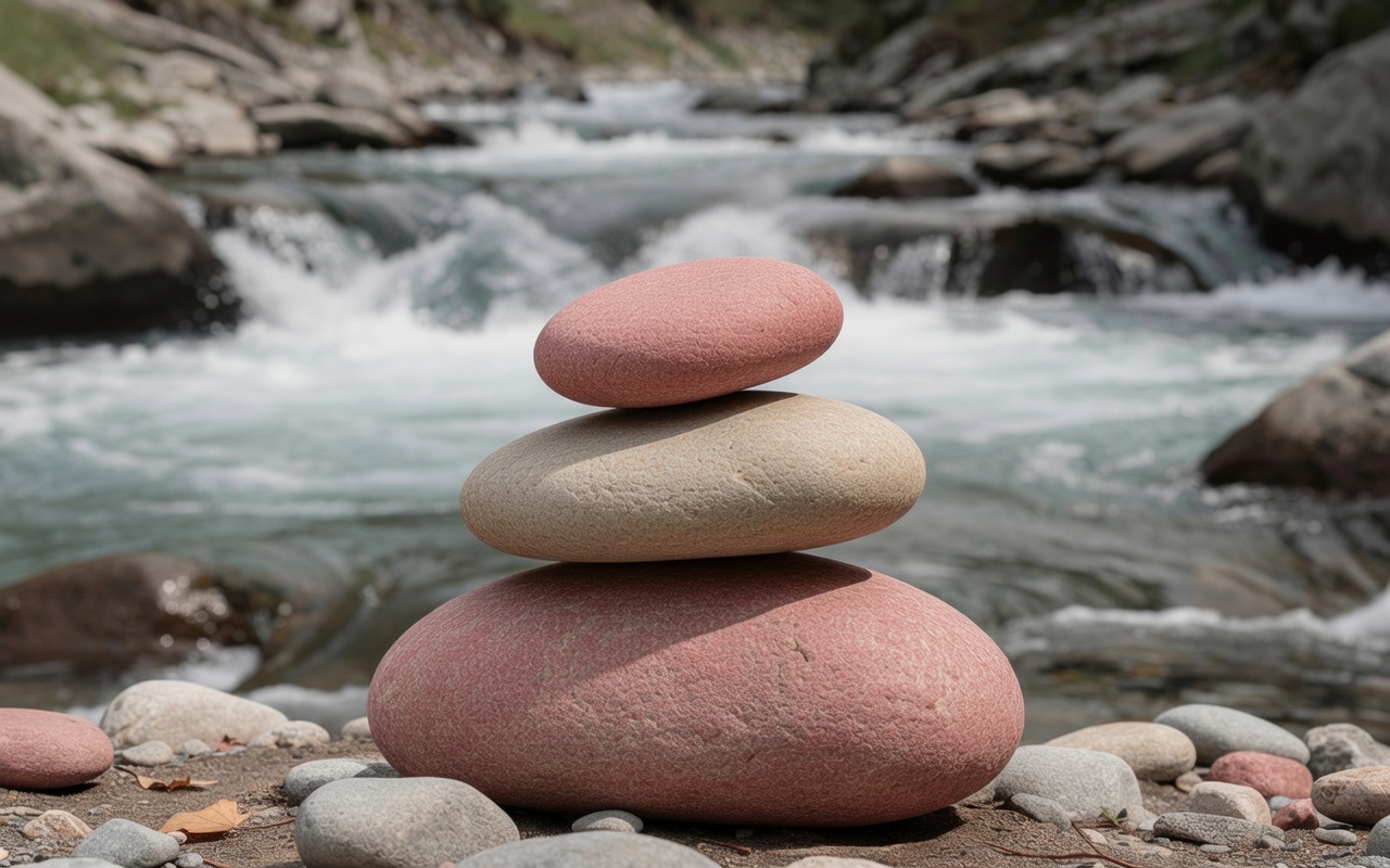 Pierres roses empilées